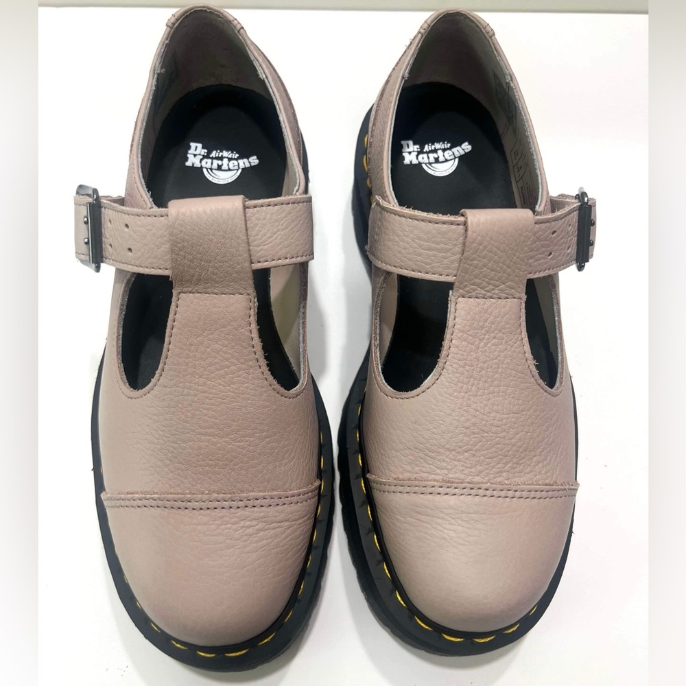 Dr. Martens Women’s SZ.6 Bethan Pisa Leather Platform Shoes Vintage Taupe New - Picture 3 of 12